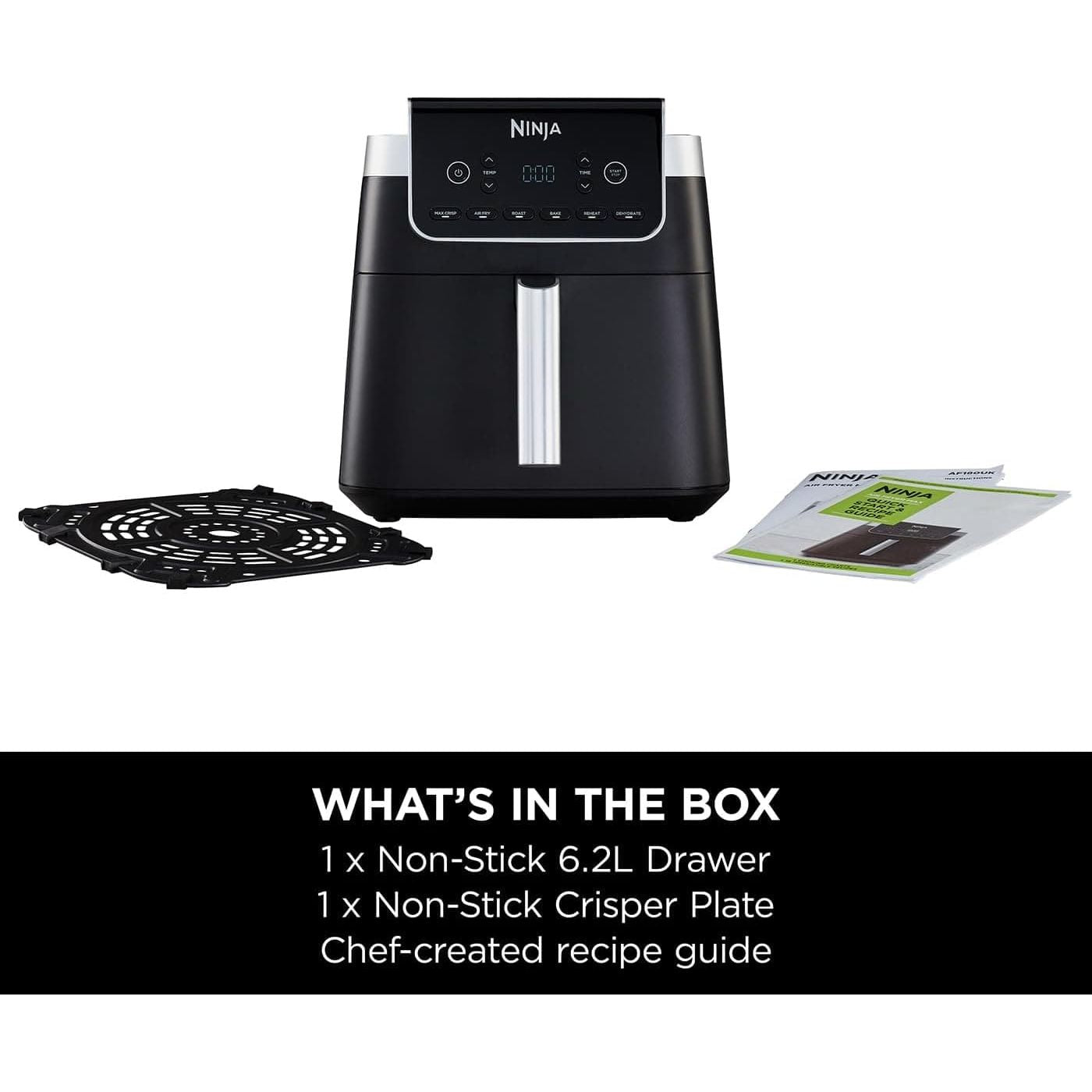 Buy Ninja,Ninja Air Fryer MAX PRO, 6.2L, Uses No Oil, Large Square Single Drawer, Roast, Bake, Air Fry, Family Size, Digital, Cook From Frozen, Non-Stick, Dishwasher Safe Basket & Crisper Plate, Grey, AF180UK - Gadcet UK | UK | London | Scotland | Wales| Near Me | Cheap | Pay In 3 | Air Fryer & Grill